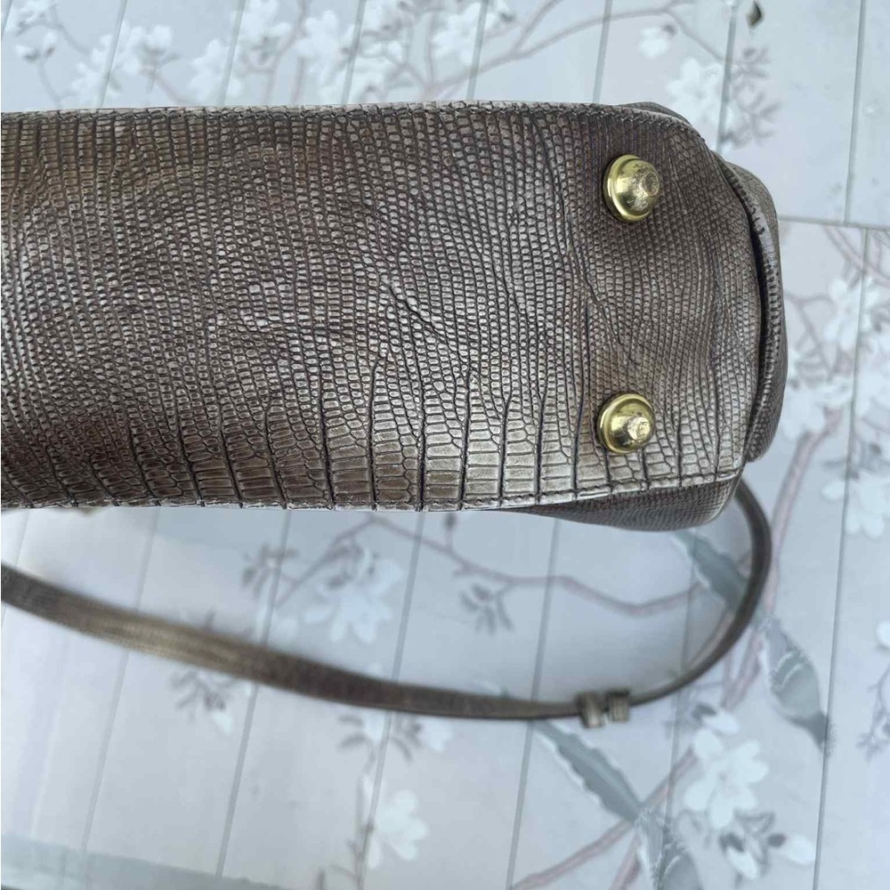 Brahmin Metallic Bronze Lizard-Embossed Tote with Gold Hardware - Picture 10 of 11